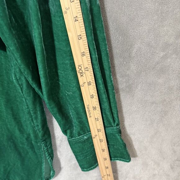 NWT John Mark Top L Green Jewel Collared Button Up Long Sleeve Boho Velvet $109 - Picture 8 of 9